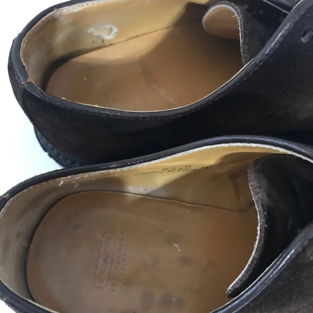 Coach made in Italy Men's Brown Suede Plain-Toe Derby Shoes Size 8.5D